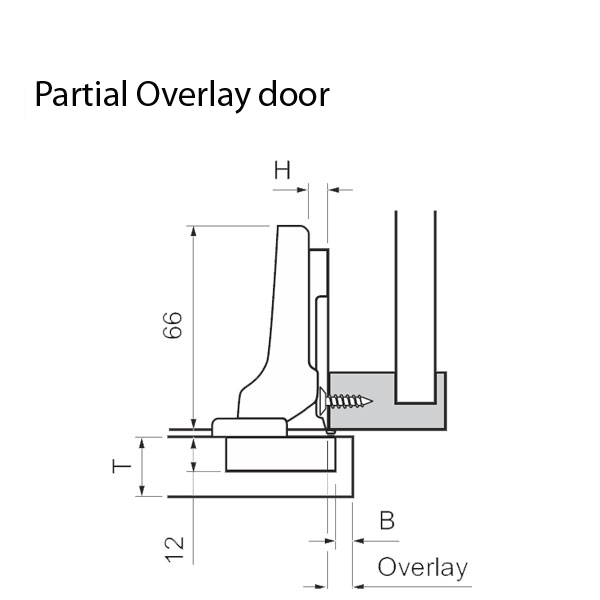 Half-Cranked Partial Overlay Door - <b>Press-In</b> (SELF CLOSE)