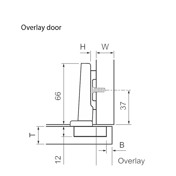 110 Degree Self-closing Screw On Overlay Hinge 110 Degree Self-closing Screw On Overlay Hinge