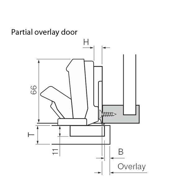 Half-Cranked Partial Overlay Door - _b_Screw-On_/b_ (SELF CLOSE)