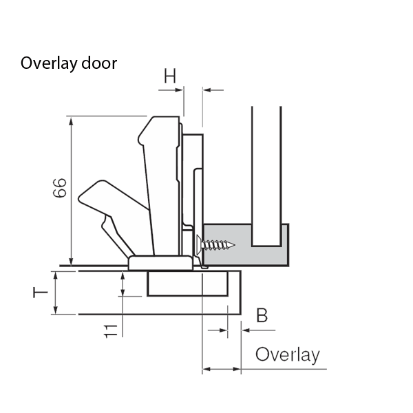 Straight-Arm Full Overlay Door - _b_Screw-On_/b_ (SELF CLOSE)