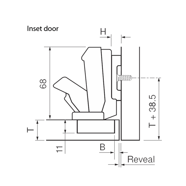 Half-Cranked Inset Door - <b>Screw-On</b> (SELF CLOSE) Half-Cranked Inset Door - <b>Screw-On</b> (SELF CLOSE)