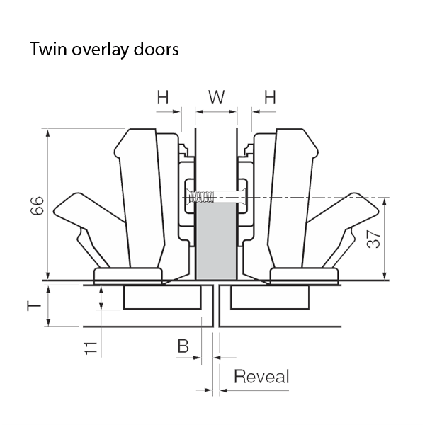 Half-Cranked Twin Overlay Door - <b>Screw-On</b> (SELF CLOSE) Half-Cranked Twin Overlay Door - <b>Screw-On</b> (SELF CLOSE)