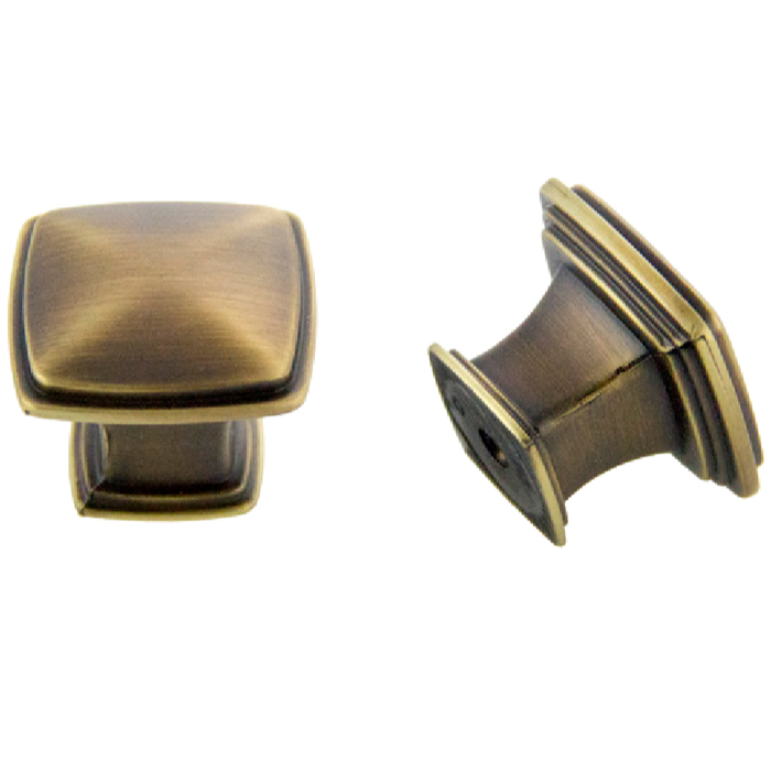 Antique Satin Brass Squared Knob 32mm Antique Satin Brass Squared Knob 32mm