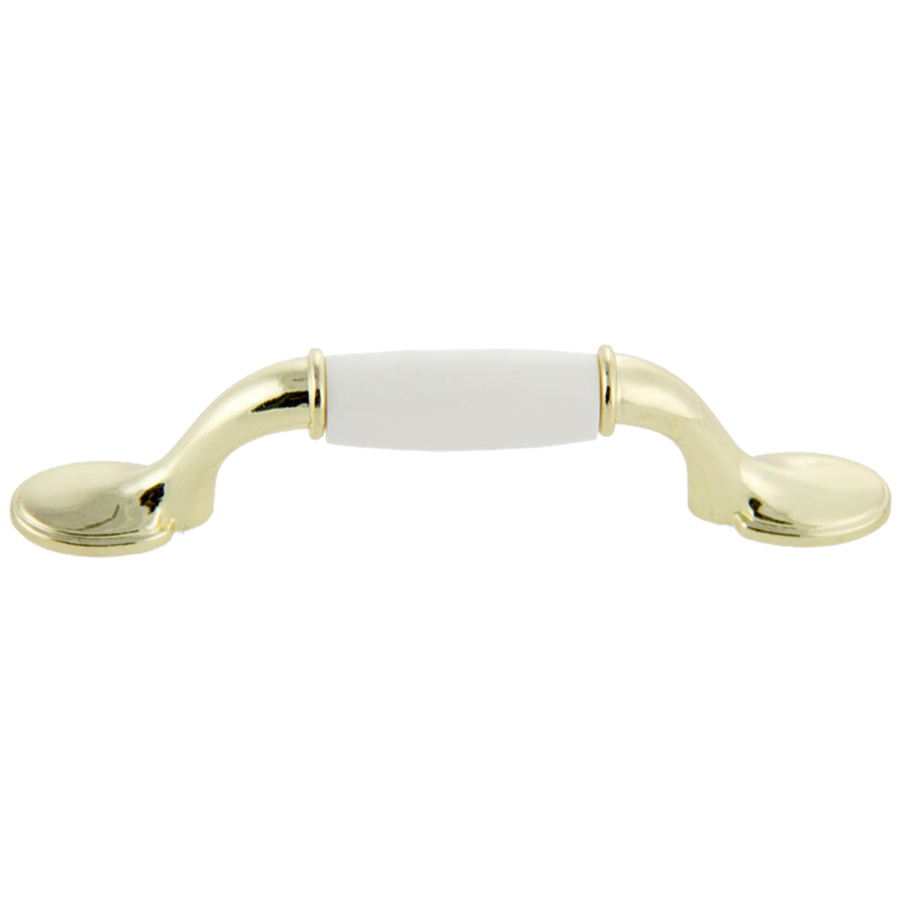 Polished Brass w/ White Center Pull 3\ Polished Brass w/ White Center Pull 3\