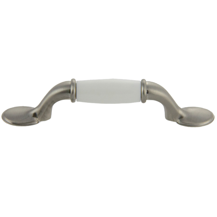 Satin Nickel w/ White Center Pull 3\ Satin Nickel w/ White Center Pull 3\